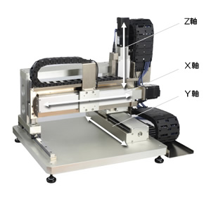 精密卓上型3軸ロボット　RAP3　ACサーボモータステージ搭載タイプセンサヘッドやツールをXYZ移動